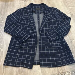 Liverpool Navy Grid Pattern open Blazer size extra large with pockets